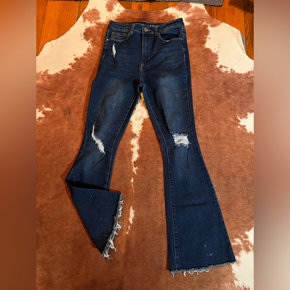 Articles Of Society Blue Flare Wide Leg Jeans